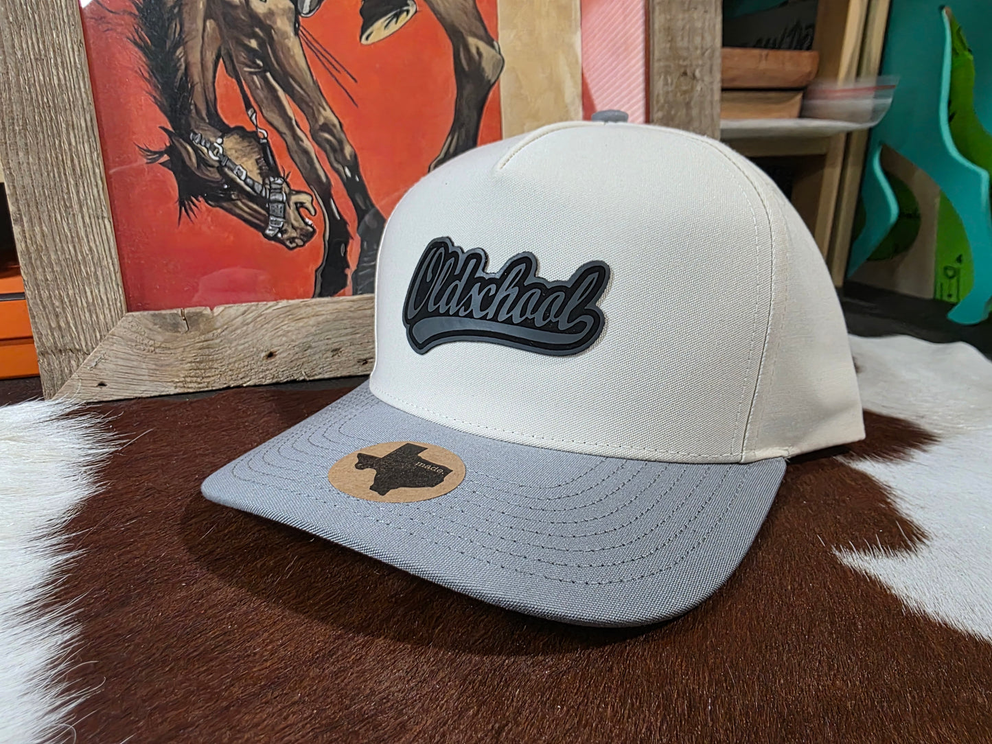 Old school patched hat.