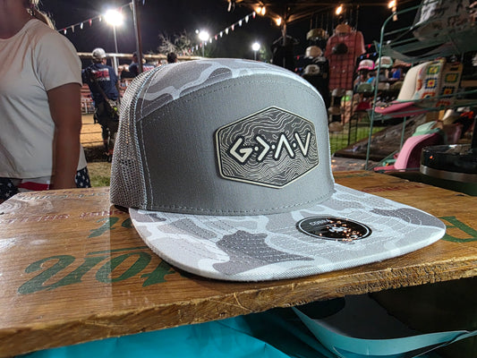 GOD IS GREATER THAN THE HIGHS AND LOW'S flat bill hat.