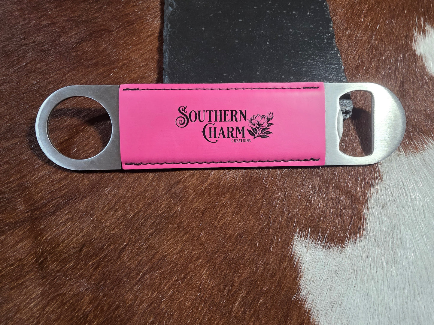 The H#@! I WONT lasered pink bottle opener.