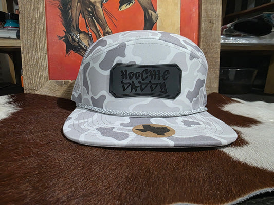 Hoochie Daddy patched 7 panel Snap back hat.