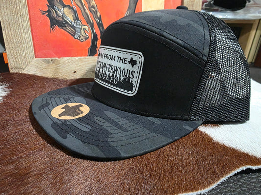 Wishamfer woods patched 7 panel in black camo.