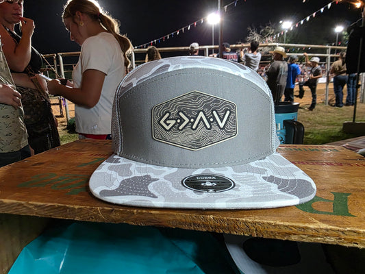 GOD IS GREATER THAN THE HIGHS AND LOW'S flat bill hat.
