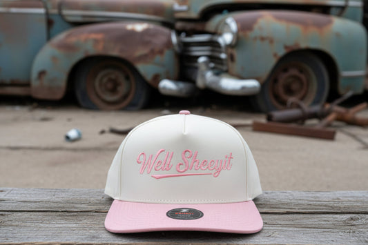 Well sheeyit! Pink 2 tone 5 panel hat.