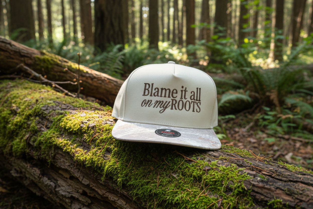 Blame it all on my roots! 2 tone embroidered hat.