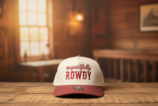 Respectfully Rowdy 2 tone embroidered hat.