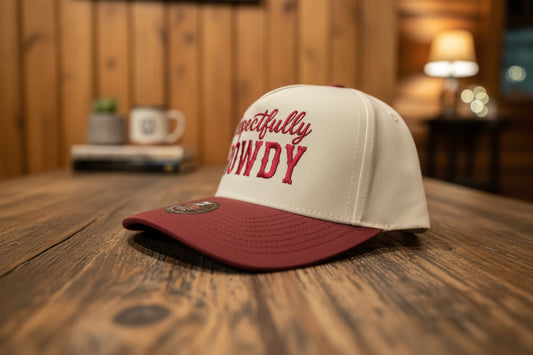 Respectfully Rowdy 2 tone embroidered hat.