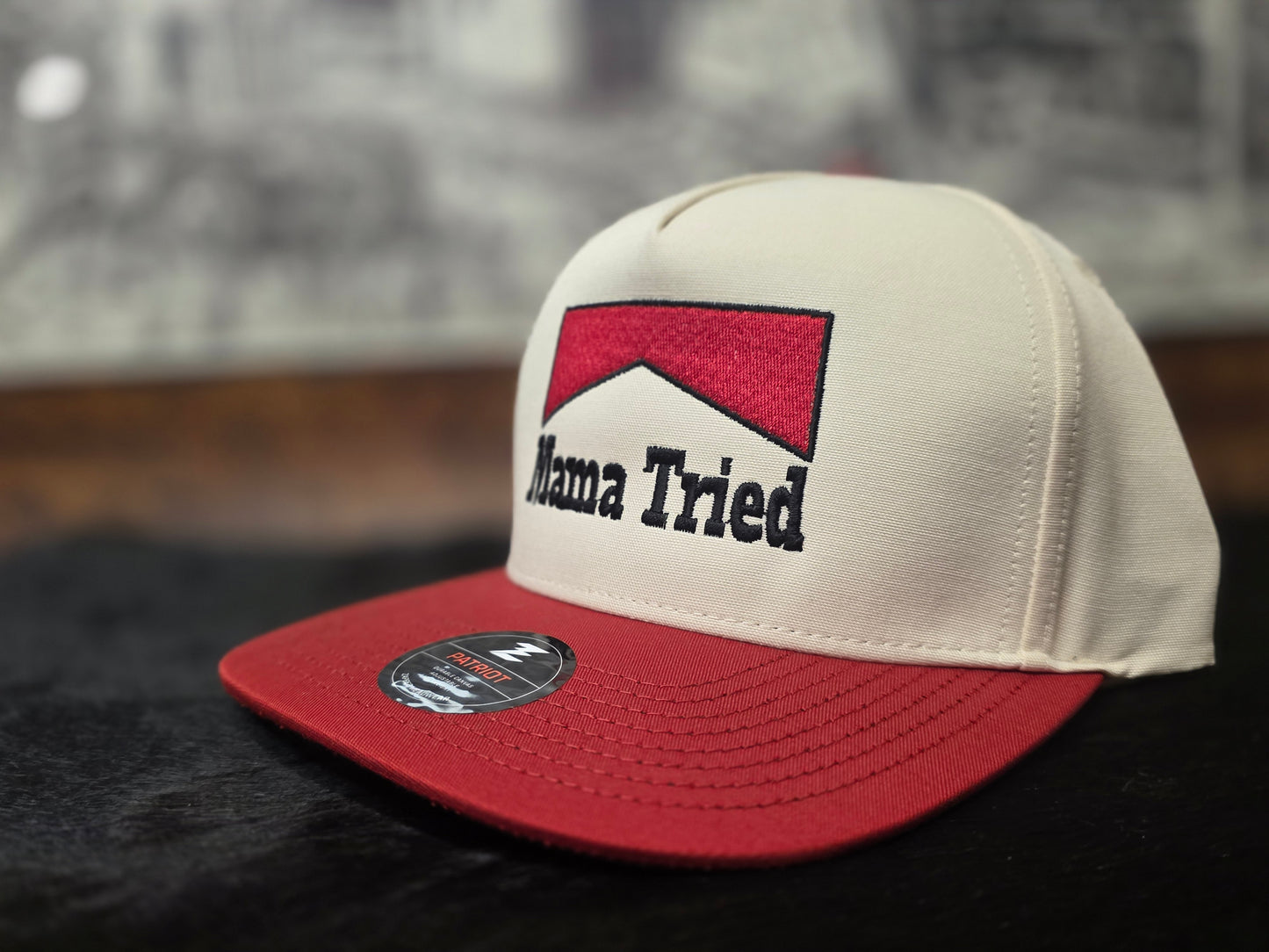 MAMA TRIED! 2 TONE RED AND OFF WHITE 5-PANEL SNAPBACK