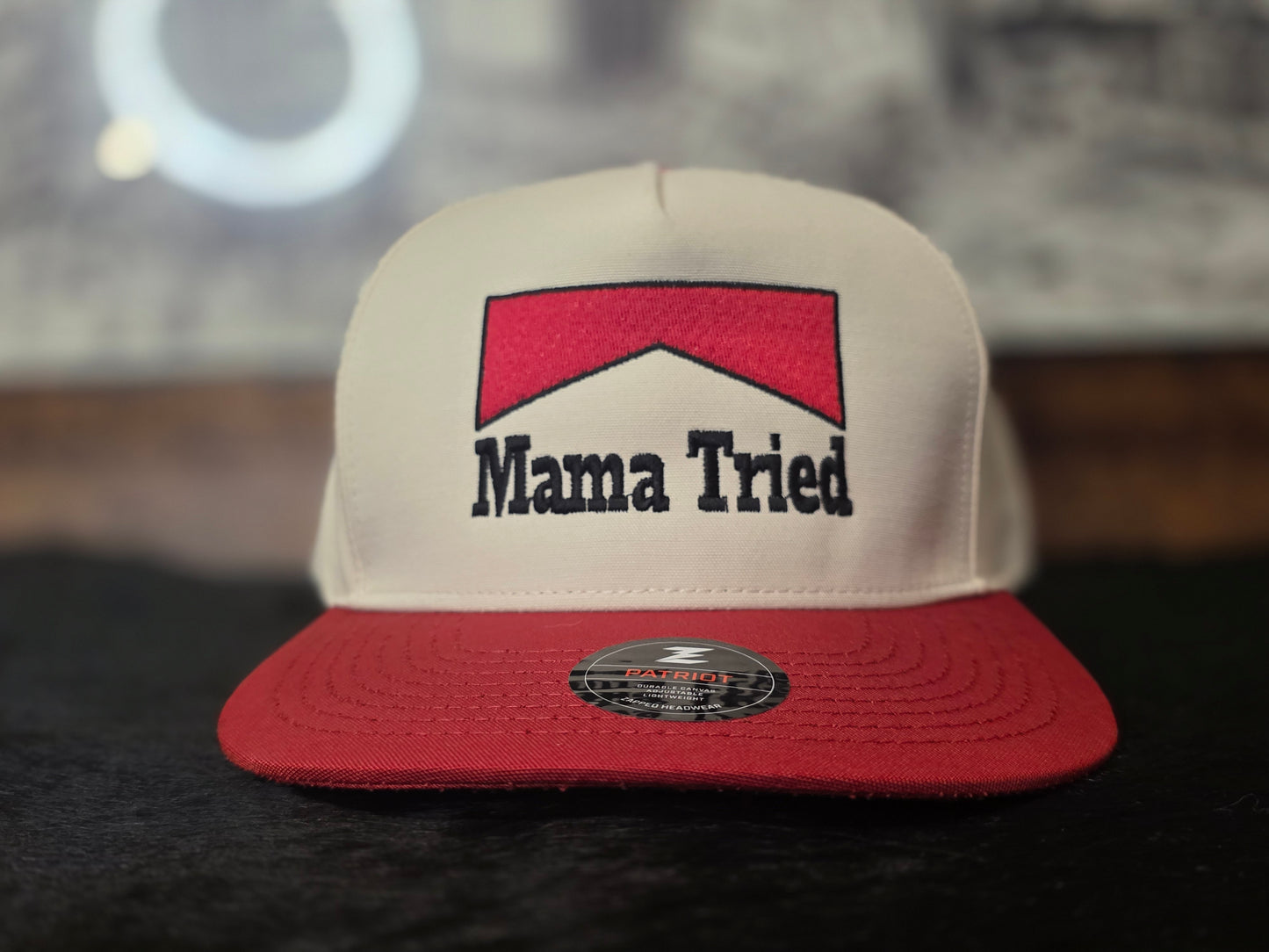 MAMA TRIED! 2 TONE RED AND OFF WHITE 5-PANEL SNAPBACK