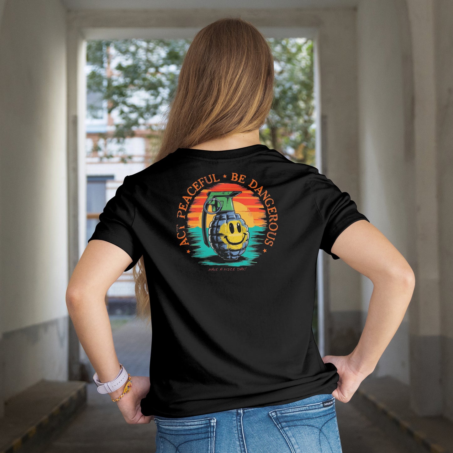 ACT PEACEFUL BE DANGEROUS TEE