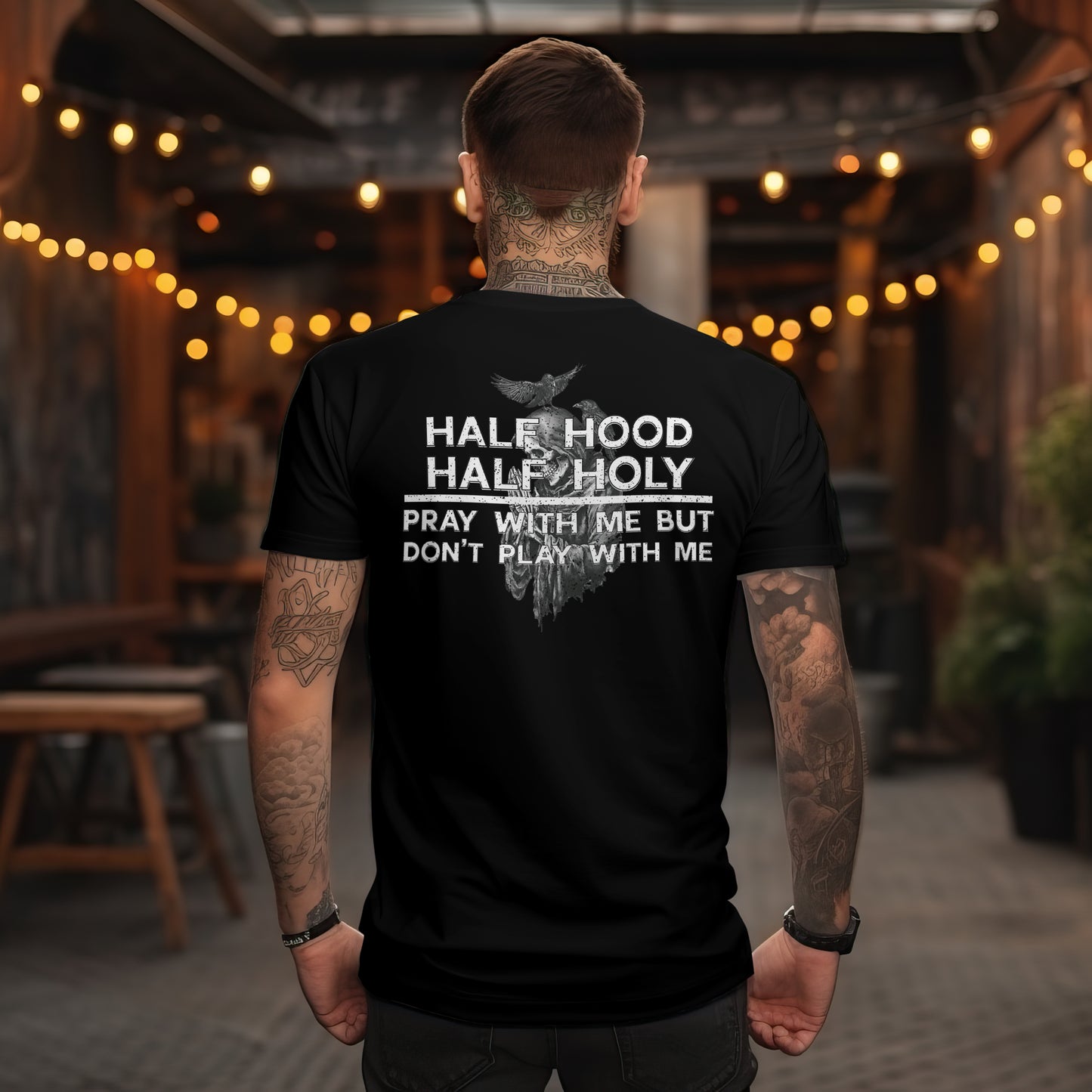 HALF HOLY HALF HOOD TEE-SHIRT.