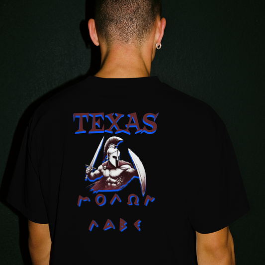 Texas spartan tee shirt. Come and take it in Doric.