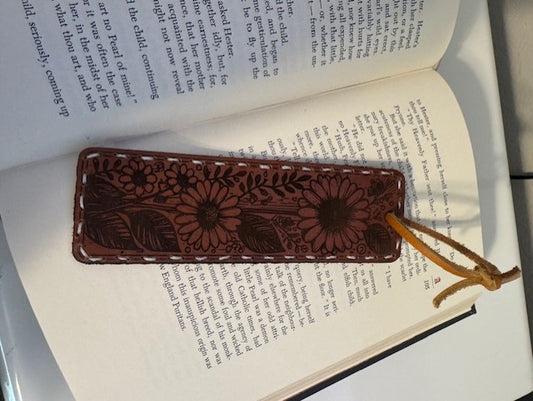 Leather sunflower bookmark
